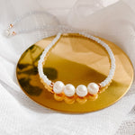 Blue Lace Agate & White Freshwater Pearl Necklace